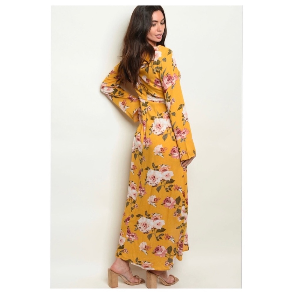 FLORAL MUSTARD JUMPSUIT - Picture 3 of 5